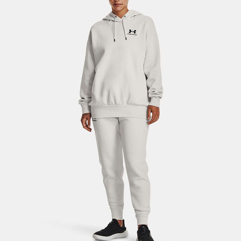 (WMNS) Under Armour Essential Fleece Tapered Pants 'White Black' 1379443-114 sold by KicksCrew product image thumbnail 5