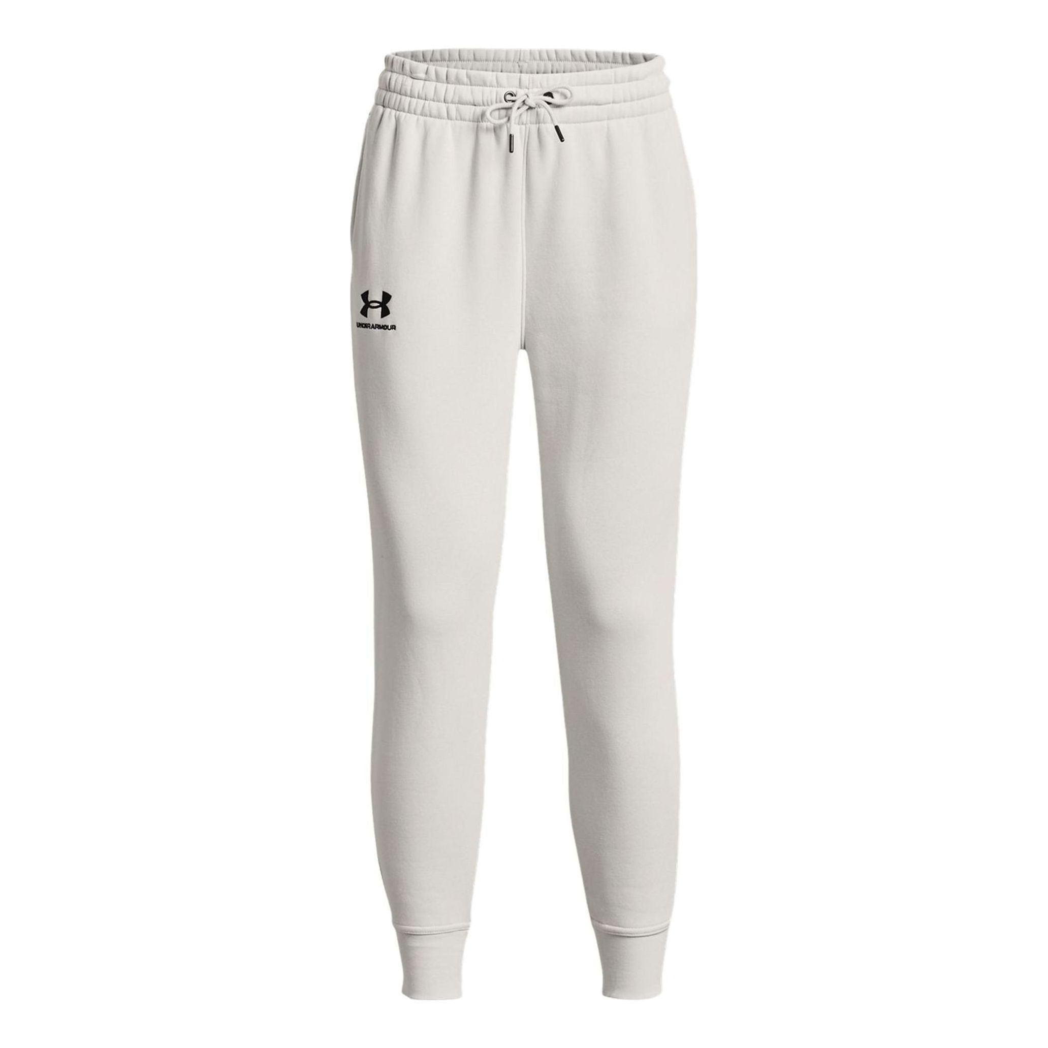 (WMNS) Under Armour Essential Fleece Tapered Pants 'White Black' 1379443-114 sold by KicksCrew