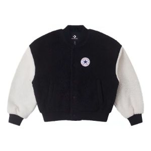 (WMNS) Converse Sherpa Varsity Jacket 'Black White' 10025206-A01 sold by KicksCrew