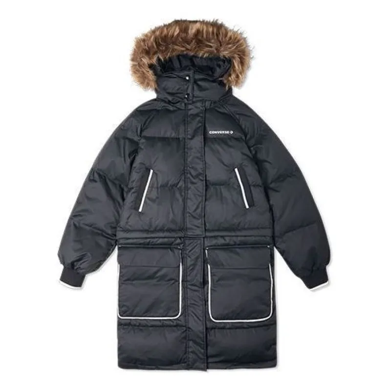 (WMNS) Converse Convertible Long Down Jacket 'Black' 10020023-A02 sold by KicksCrew