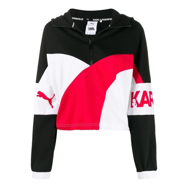 (WMNS) Puma x Karl XTG Half-Zip Hoodie 'Black White Red' 595567-01 sold by KicksCrew