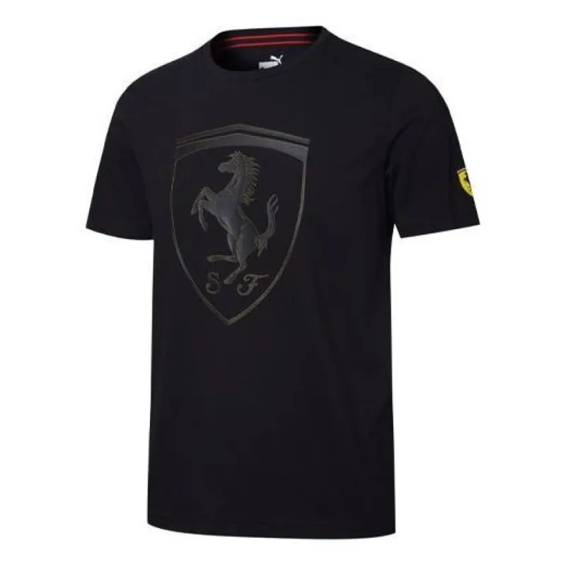 Puma Scuderia Ferrari Big Shield T-Shirt 'Black Grey' 595554-02 sold by KicksCrew