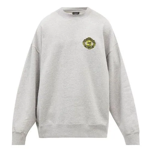 Balenciaga Sporty B Crest Logo Crewneck Sweater 'Grey' 671125TLV601300 sold by KicksCrew