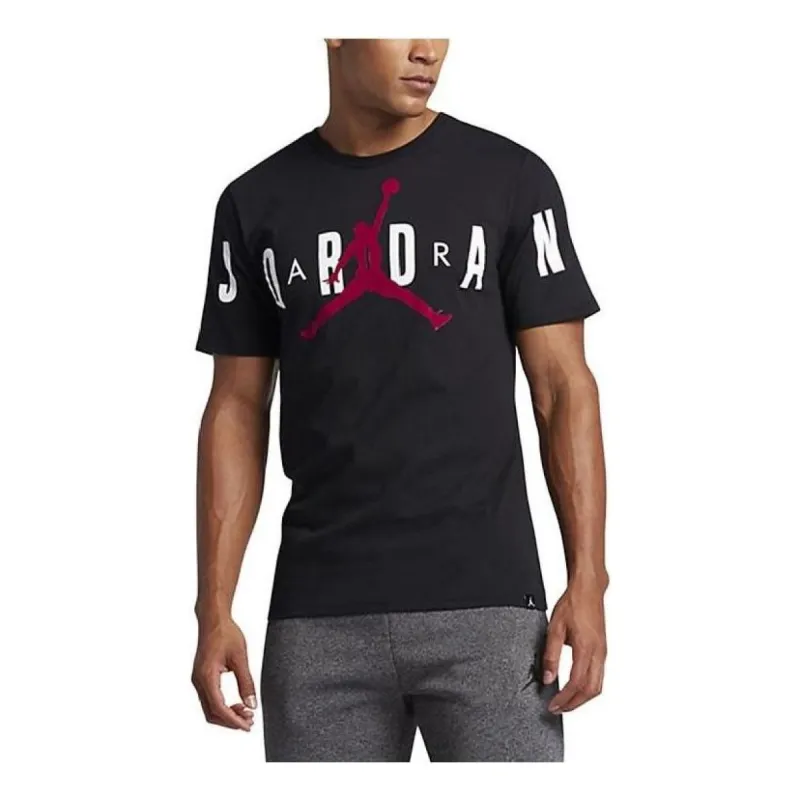 Air Jordan Stretch Jumpman T-Shirt 'Black Gym Red' BQ5093-010 sold by KicksCrew