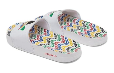 (GS) Adidas Adilette Slides 'White Multi' GY8077 sold by KicksCrew