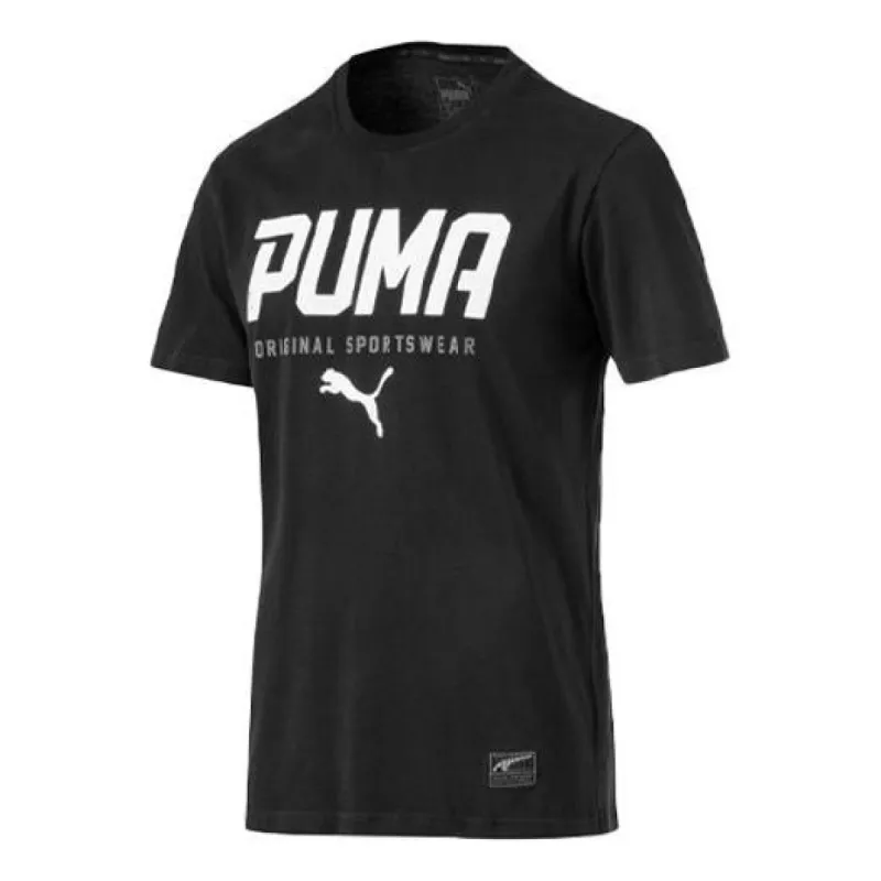 Puma STYLE Graphic Tee 'Black White' 593029-01 sold by KicksCrew
