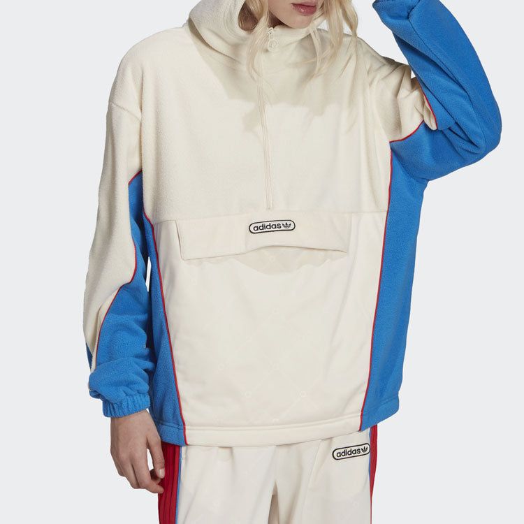 (WMNS) adidas Originals Retro Luxury Fleece Hoodie 'Off-white Red Blue' HL0053 sold by KicksCrew product image thumbnail 2