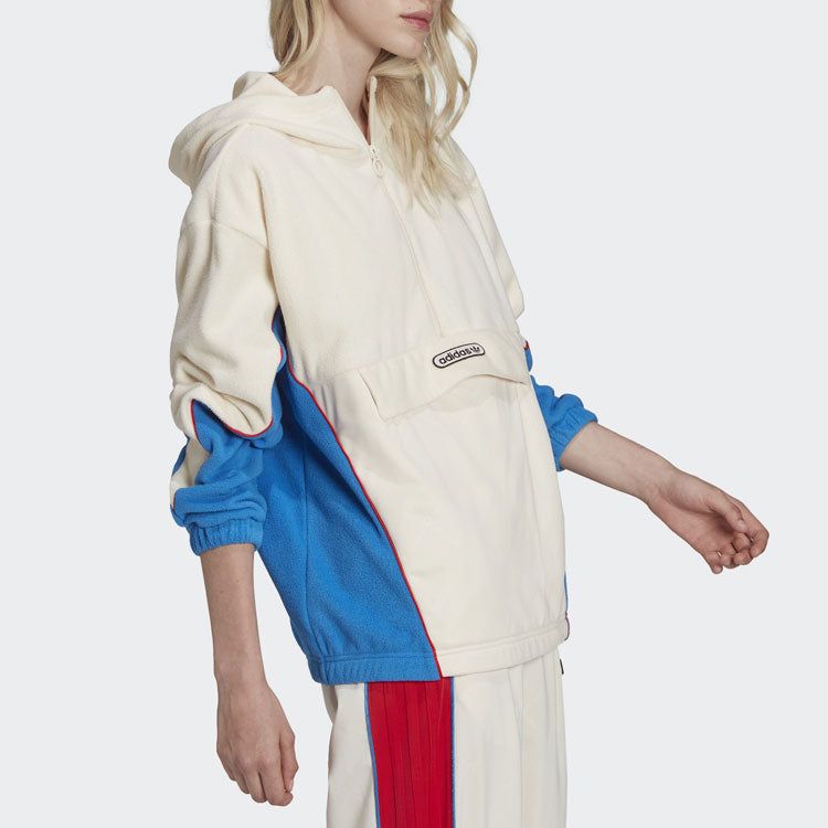 (WMNS) adidas Originals Retro Luxury Fleece Hoodie 'Off-white Red Blue' HL0053 sold by KicksCrew product image thumbnail 4