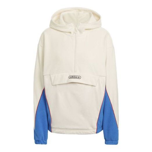 (WMNS) adidas Originals Retro Luxury Fleece Hoodie 'Off-white Red Blue' HL0053 sold by KicksCrew