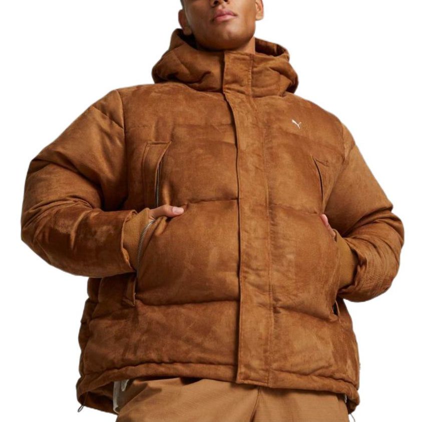 Puma Logo MMQ Faux Leather Down Jacket 'Brown' 535786-74 sold by KicksCrew product image thumbnail 3