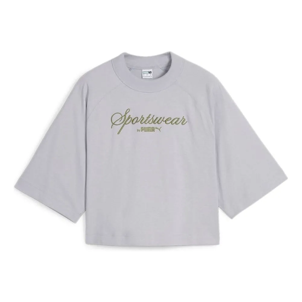 (WMNS) PUMA Classics+ Oversized T-Shirt 'Grey Fog' 624271-63 sold by KicksCrew