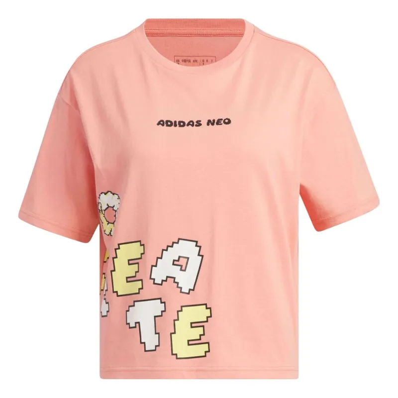 (WMNS) adidas Neo Graphic Short Sleeve T-Shirt 'Pink' IK5152 sold by KicksCrew
