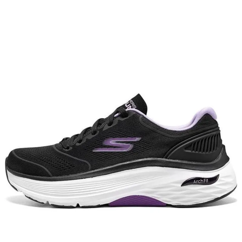 (WMNS) Skechers Max Cushioning Arch Fit 'Black Purple White' 128923-BKLV sold by KicksCrew