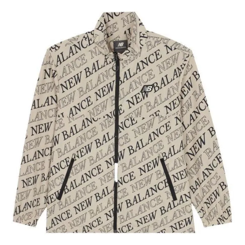 New Balance Logo Print Hooded Jacket 'Beige Black' 5AC2U123-BEI sold by KicksCrew