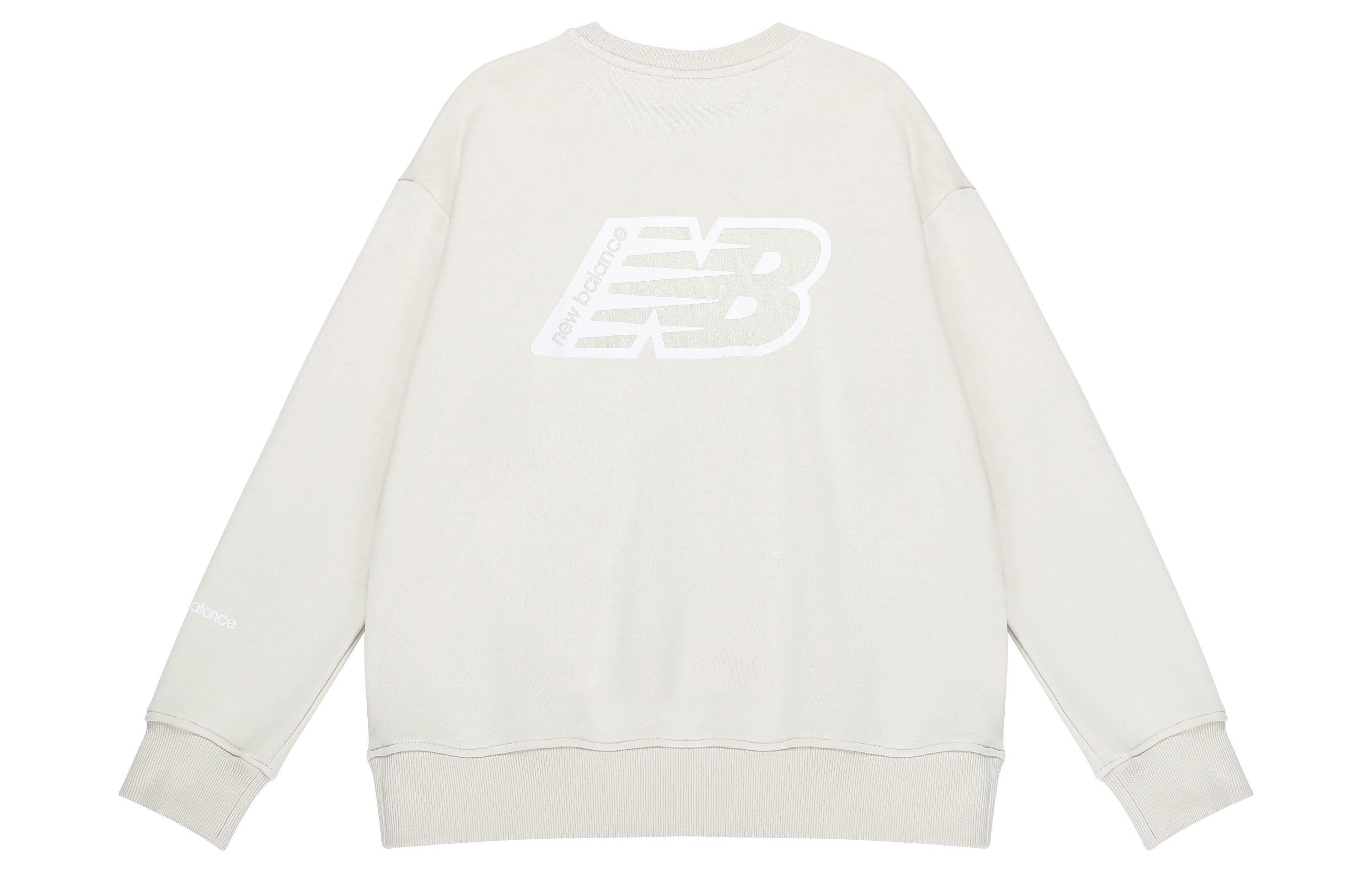 (WMNS) New Balance Logo Print Fleece Sweatshirt 'Beige White' AWT23514-MBM sold by KicksCrew product image thumbnail 2