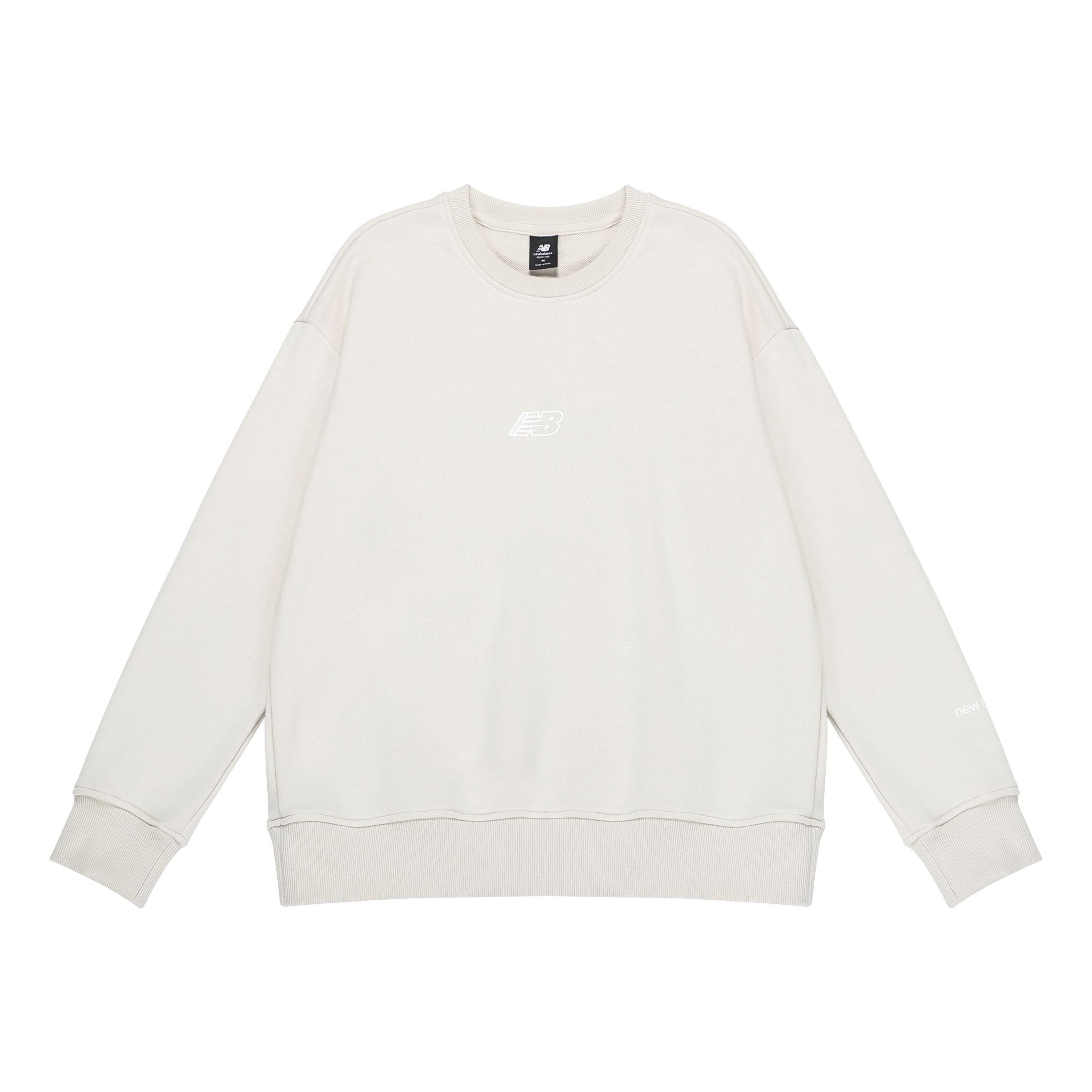 (WMNS) New Balance Logo Print Fleece Sweatshirt 'Beige White' AWT23514-MBM sold by KicksCrew