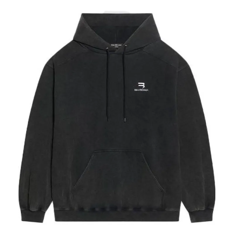 Balenciaga Sporty B Hoodie Medium Fit 'Black' 600583TLVA11070 sold by KicksCrew