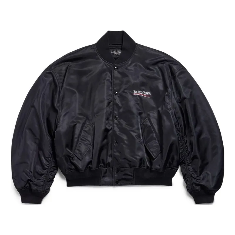 (WMNS) Balenciaga Political Campaign Varsity Jacket 'Black' 763434TNO271000 sold by KicksCrew