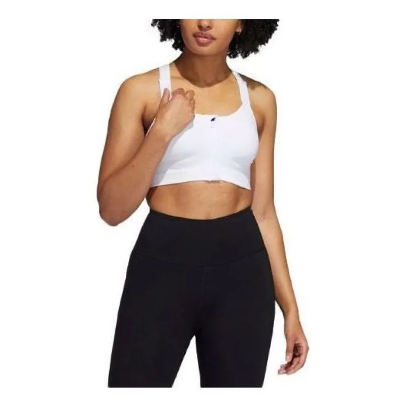 (WMNS) adidas TLRD Impact Luxe Training High-Support Zip Bra 'White' HC7498 sold by KicksCrew