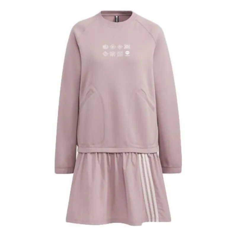 (WMNS) adidas Casual Round Neck Long Sleeve Dress 'Pink' HM9884 sold by KicksCrew