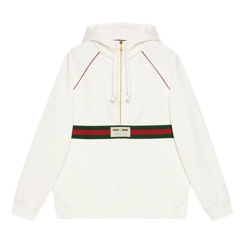 GUCCI｜HOOD/ZIP-UP (770839 XJGA2 9314) GUCCI Gucci Cotton Jersey Hooded Sweatshirt 'Off White