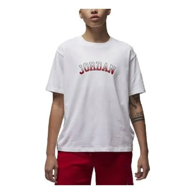 (WMNS) Air Jordan Graphic T-Shirt 'White Red' FD7202-100 sold by KicksCrew