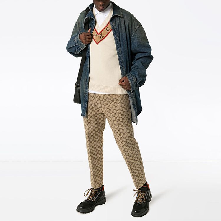 Gucci GG V-neck Wool Sweater 'Beige' 577089-XKAUO-9166 sold by KicksCrew product image thumbnail 2