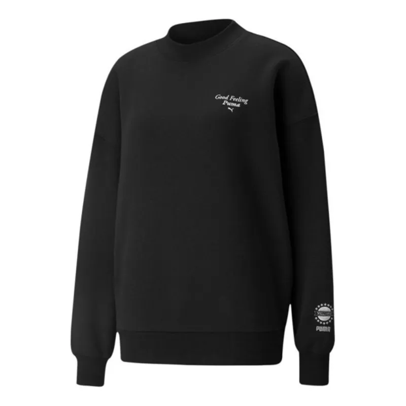 (WMNS) Puma Logo Wellness Club Crewneck Sweatshirt 'Black' 534398-01 sold by KicksCrew