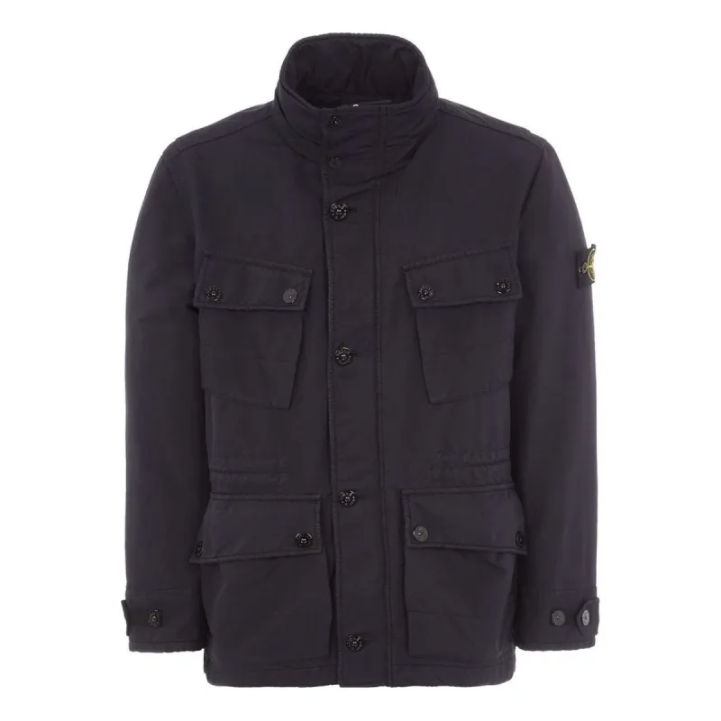STONE ISLAND Logo-Patch Buttoned Jacket 'Black' 771541249-V0020 sold by KicksCrew