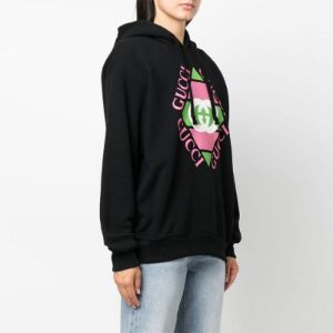 (WMNS) GUCCI Logo Print Cotton Hoodie 'Black' 717427-XJEV6-1082 sold by KicksCrew