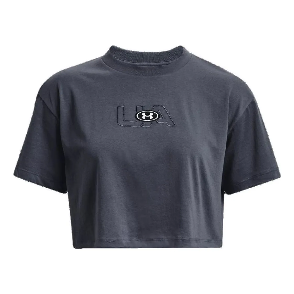(WMNS) Under Armour Branded Logo Crop T-shirt 'Storm Grey' 1376751-044 sold by KicksCrew