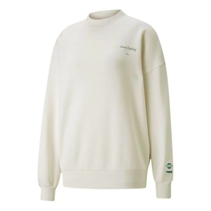 (WMNS) Puma Logo Wellness Club Crewneck Sweatshirt 'White' 534398-73 sold by KicksCrew