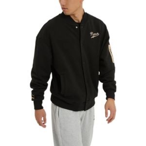 Puma Logo Baseball Jacket 'Black' 536788-01 sold by KicksCrew