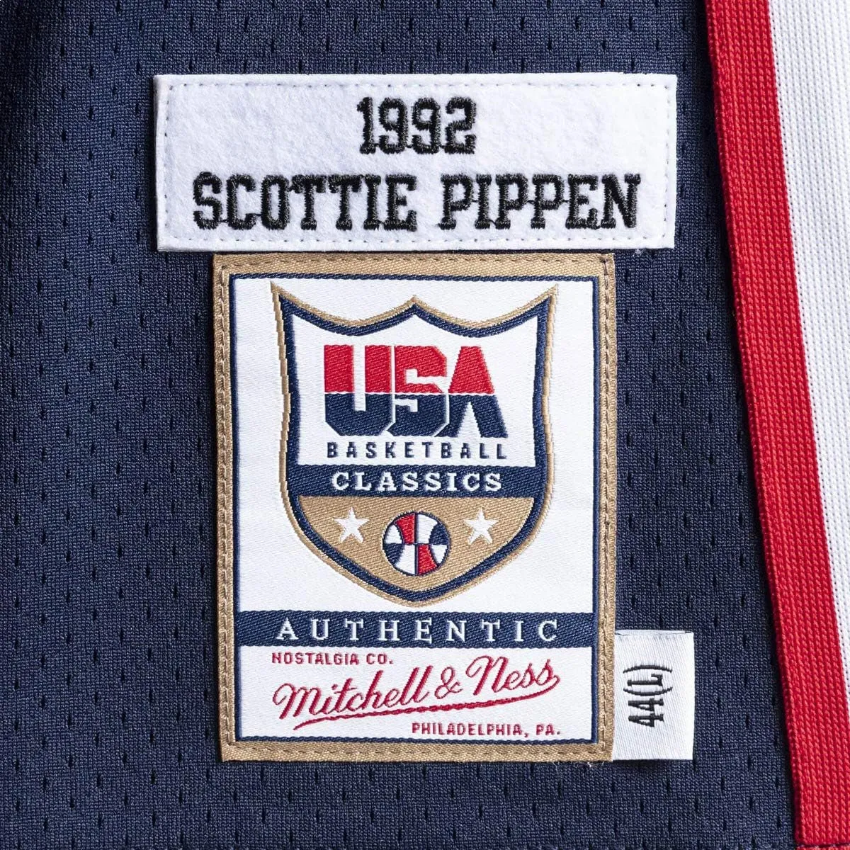 Mitchell & Ness Team USA 1992 Jerseys 'Scottie Pippen 8' AJY4CP18001-USANAVY92SPI sold by KicksCrew product image thumbnail 3