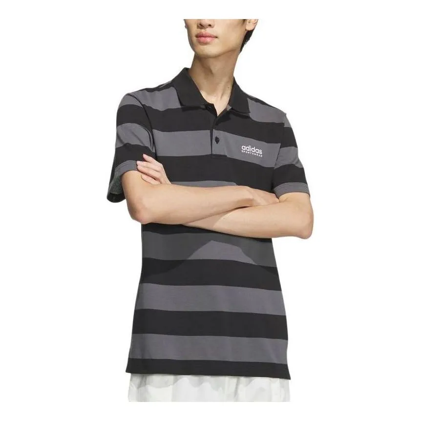 adidas Pique Stripe Polo Shirt 'Black Grey' JI9057 sold by KicksCrew product image thumbnail 3