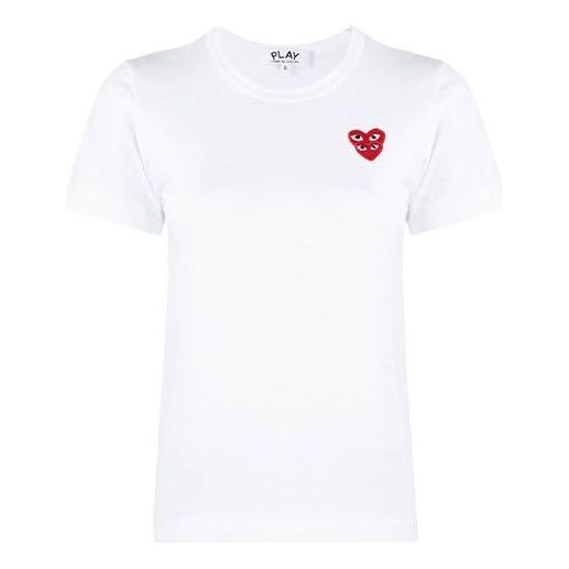 (WMNS) COMME des GARCONS PLAY Basic T-Shirt Red Family Heart 'White' P1-T287-051-2 sold by KicksCrew
