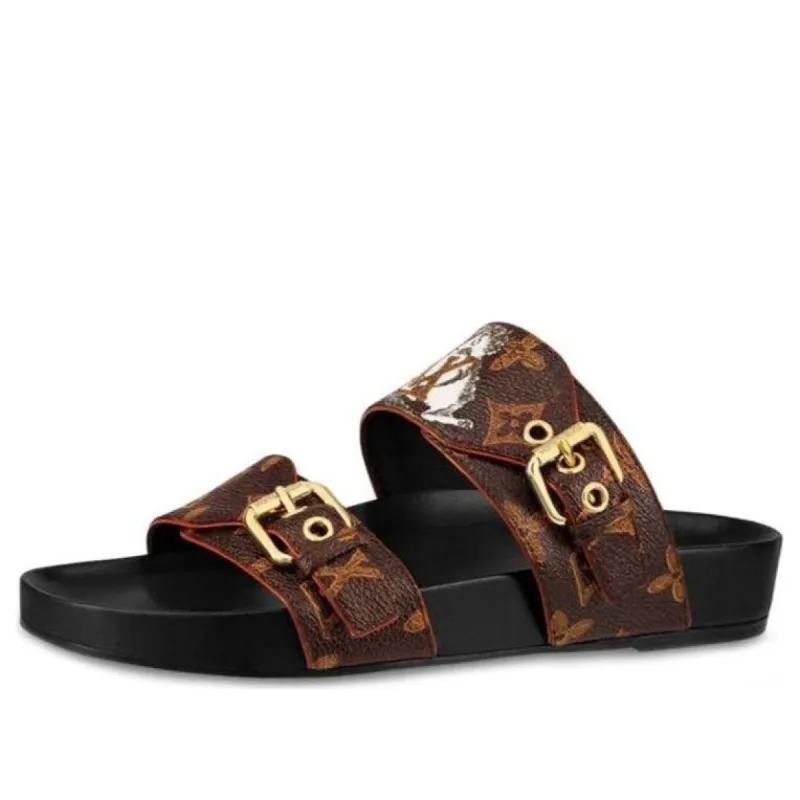 (WMNS) LOUIS VUITTON LV Bom Dia Monogram Flat Mules 'Brown' 1A52HW sold by KicksCrew