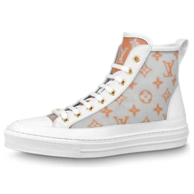 (WMNS) LOUIS VUITTON Stellar Ankle Sneakers 'White Grey Orange' 1A8NK5 sold by KicksCrew