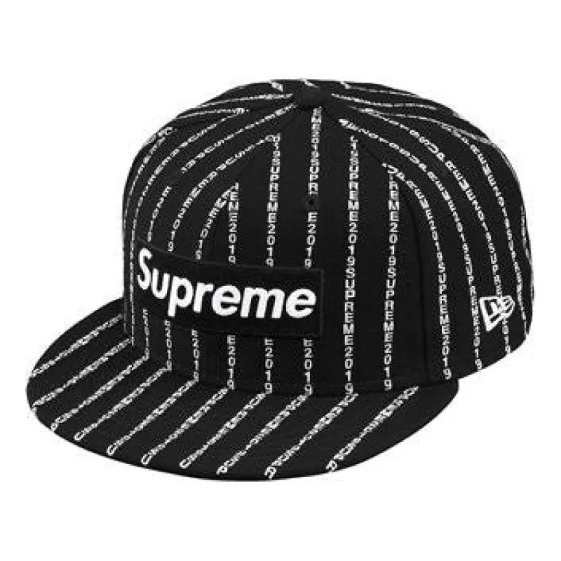 Supreme Text Stripe New Era Cap 'Black Yellow' SUP-SS19-171 sold by KicksCrew