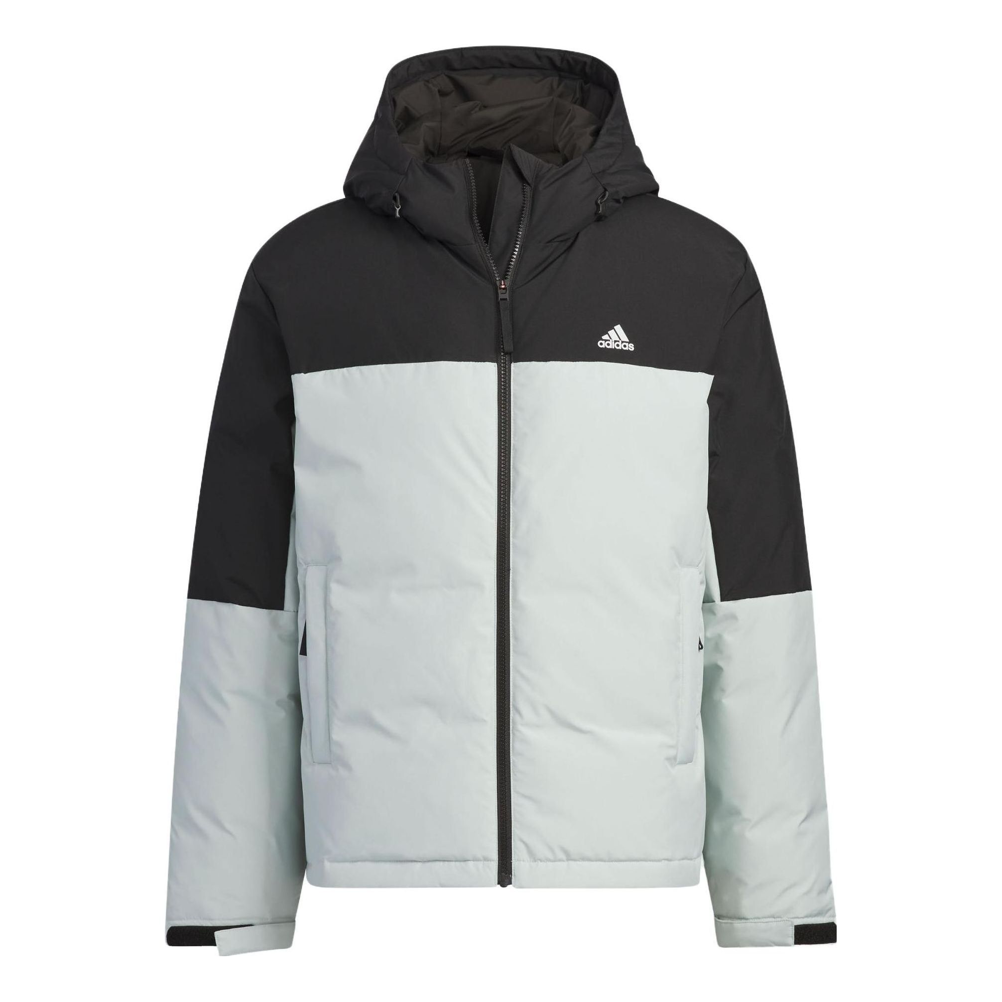 adidas Colorblock Hooded Down Jacket 'Black White' IT8723 sold by KicksCrew
