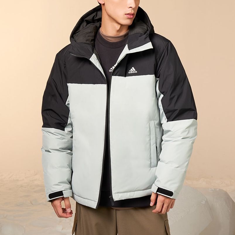adidas Colorblock Hooded Down Jacket 'Black White' IT8723 sold by KicksCrew product image thumbnail 2