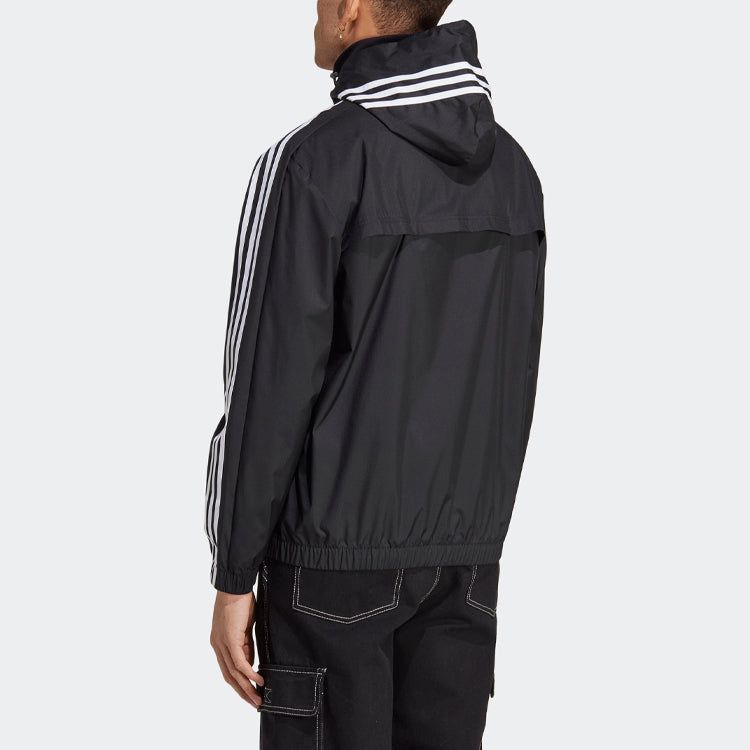 Adidas Essentials 3-Stripes Woven Windbreaker 'Black' IB0384 sold by KicksCrew product image thumbnail 3