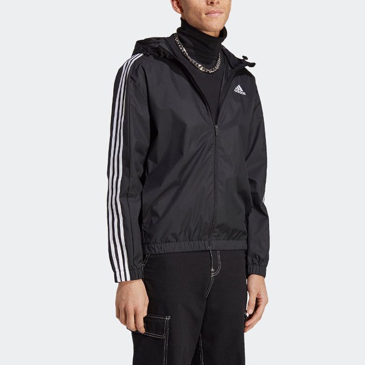 Adidas Essentials 3-Stripes Woven Windbreaker 'Black' IB0384 sold by KicksCrew product image thumbnail 4