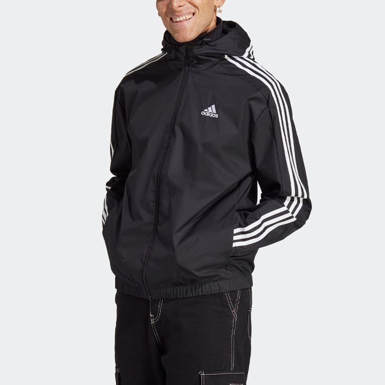 Adidas Essentials 3-Stripes Woven Windbreaker 'Black' IB0384 sold by KicksCrew product image thumbnail 2