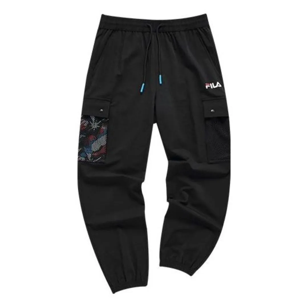 FILA FUSION Fun Pocket Patchwork Woven Utility Casual Pants 'Black' T11M135804F-BK sold by KicksCrew