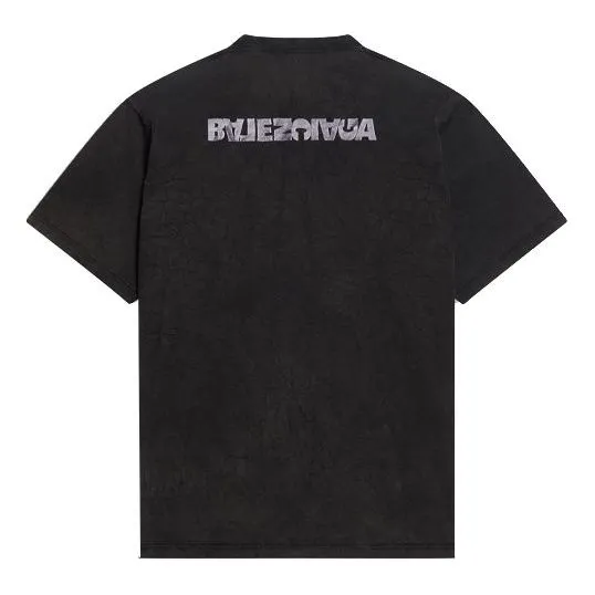 Balenciaga Turn Slit T-Shirt 'Washed Black' 675016TLVB39034 sold by KicksCrew