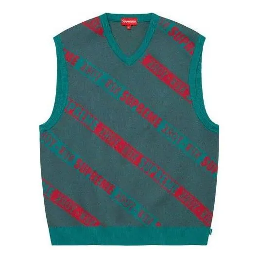 Supreme Stripe Sweater Vest 'Green Red' SUP-SS22-576 sold by KicksCrew