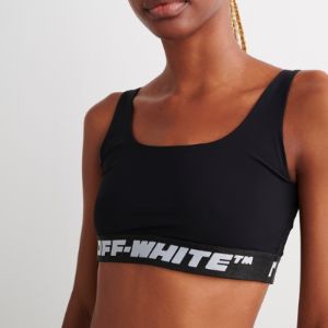 (WMNS) Off-White Logo Band Sports Bra Top 'Black' OWVO047C99JER0011000 sold by KicksCrew