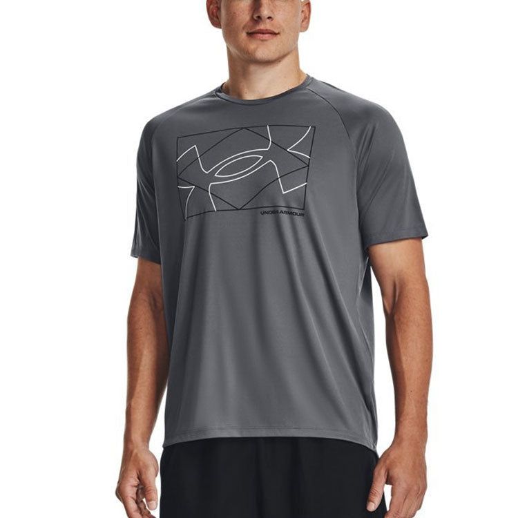 Under Armour Velocity Logo Print Round Neck Training T-shirt 'Grey' 1377141-012 sold by KicksCrew product image thumbnail 3