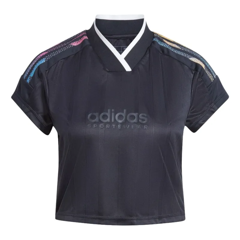 WMNS) adidas Tiro Colorblock Crop T-Shirt 'Black' IB4758
